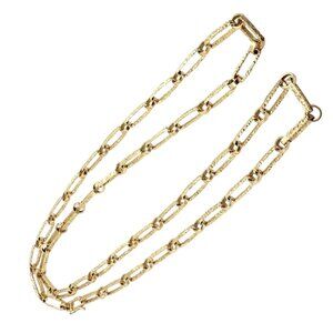 Rare! Vintage Estate 18k Yellow Gold 30" Long Paperclip Link Necklace 56.8g